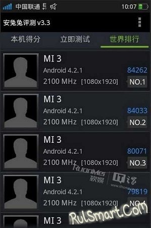 Xiaomi Mi3  84 262   AnTuTu Benchmark