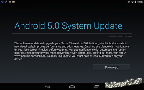 Nexus 5, 7 и 10 начинают обновляться до Android 5.0