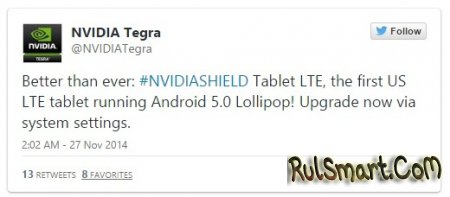NVIDIA Shield Tablet (LTE)   Android 5.0