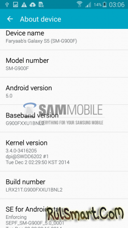 Samsung Galaxy S5   Android 5.0 Lollipop