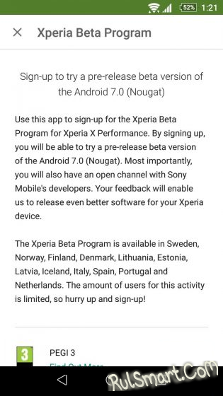 Sony Xperia X Performance  Android 7.0 Nougat (beta)