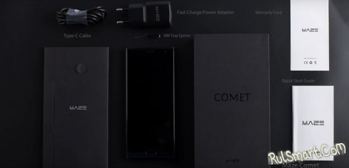 Распаковка смартфона Maze Comet с безрамочным дисплеем и USB Type-C