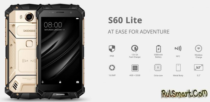 Doogee S60 Lite: доступный защищенный смартфон IP68 с NFC 