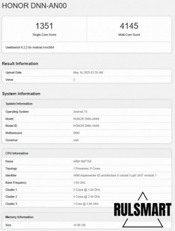Honor 400   Geekbench